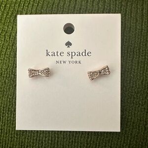 NWT Kate Spade Ready Set Bow Pave Bow Studs, Clear/Rose Gold